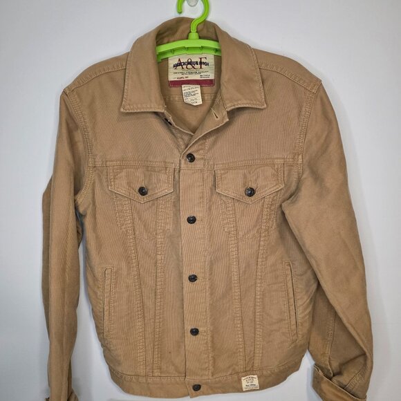 Abercrombie & Fitch Men's Extra Heavy Ounce Tan Trucker Jacket Size Medium